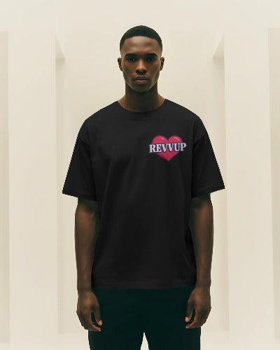 Caution: Love Ahead Black Oversized Tshirt